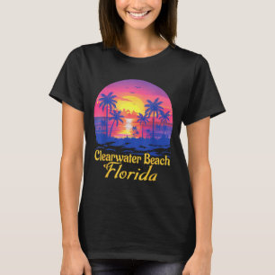 Clearwater Beach Florida Vintage Palm Tree Summer T-Shirt