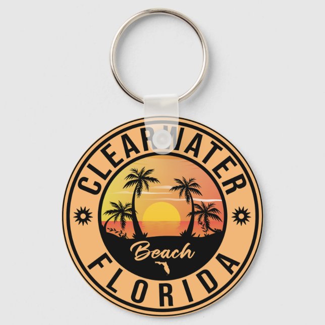 Clearwater Beach Florida Vintage Souvenirs Key Ring (Front)