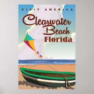 Clearwater Beach, Florida vintage travel poster