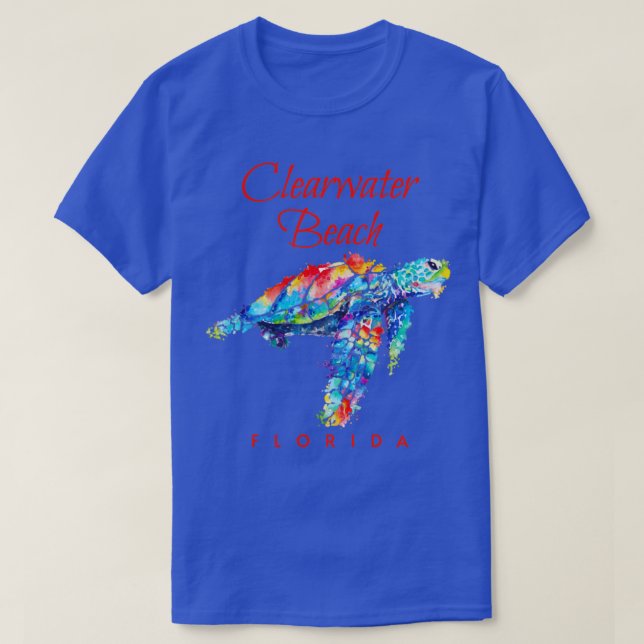 Clearwater Beach Florida Watercolor Sea Turtle1 T-Shirt (Design Front)