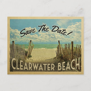 Clearwater Beach Save The Date Vintage Nautical Announcement Postcard