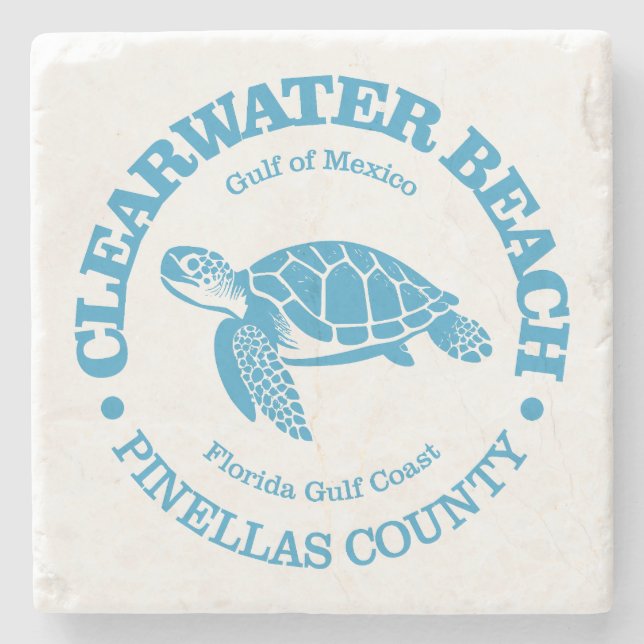 Clearwater Beach (sea turtle) Stone Coaster (Front)