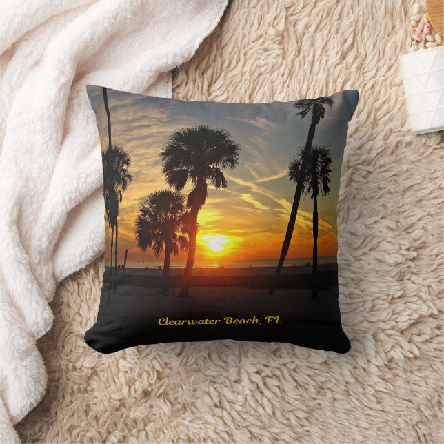 Clearwater Beach Sunset Cushion (Blanket)