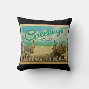 Clearwater Beach Vintage Travel Cushion