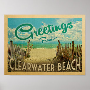 Clearwater Beach Vintage Travel Poster