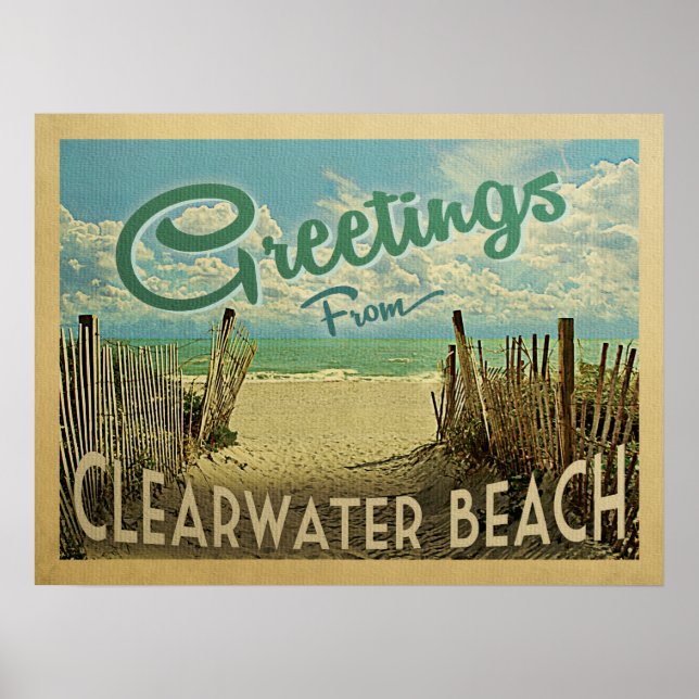 Clearwater Beach Vintage Travel Poster (Front)