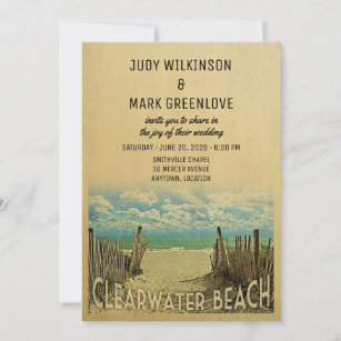 Clearwater Beach Vintage Wedding Invitation
