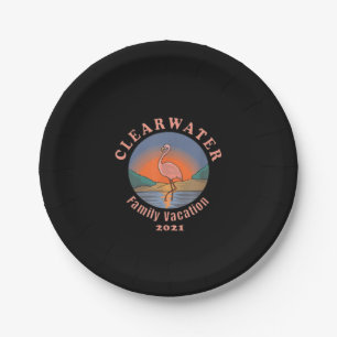 Clearwater Flamingo Vacation 2021 Funny Flamingo Paper Plate