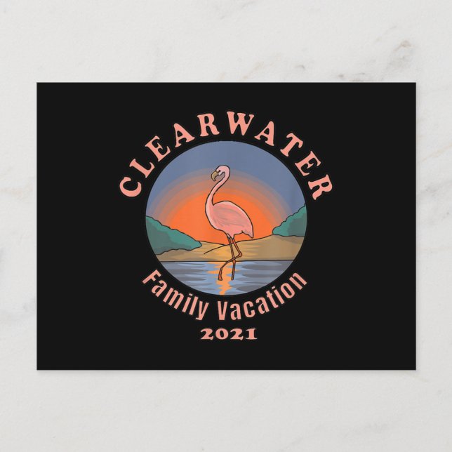 Clearwater Flamingo Vacation 2021 | Funny Flamingo Postcard (Front)