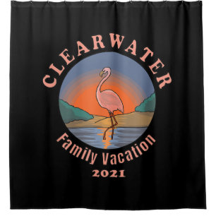 Clearwater Flamingo Vacation 2021 Funny Flamingo Shower Curtain