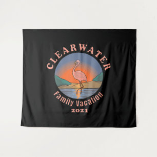 Clearwater Flamingo Vacation 2021   Funny Flamingo Tapestry