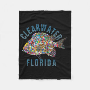 Clearwater, Florida Beach Design _ Souvenir Illust Fleece Blanket