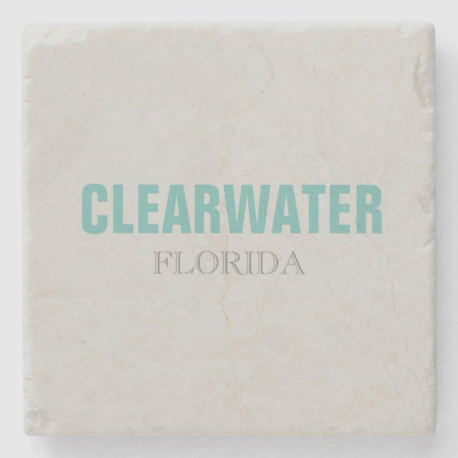 Clearwater Florida Beach Style Stone Coaster (Front)