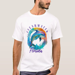 Clearwater Florida Happy Watercolor Dolphin  T-Shirt