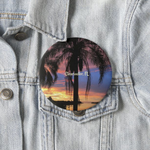 Clearwater, Florida landscape, palm trees, 10 Cm Round Badge