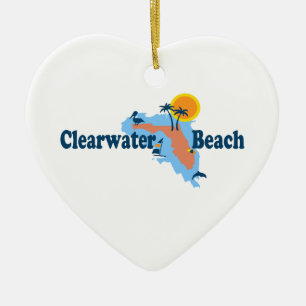 Clearwater Florida - Map Design. Ceramic Tree Decoration