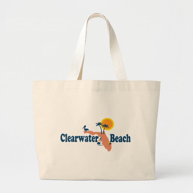 Clearwater Florida - Map Design. Large Tote Bag (Front)