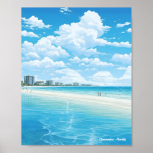 Clearwater Florida USA Spain Vintage Travel Poster