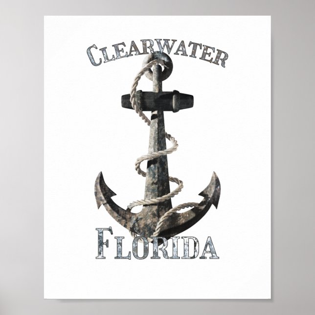 Clearwater Florida Vacation Nautical Anchor Poster (Front)