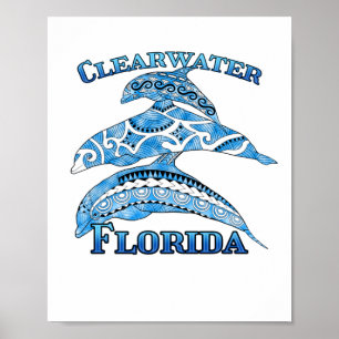 Clearwater Florida Vacation Tribal Dolphins Poster