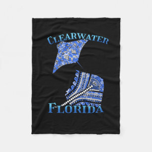 Clearwater Florida Vacation Tribal Stingray Fleece Blanket