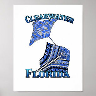 Clearwater Florida Vacation Tribal Stingray Poster