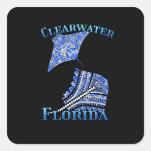 Clearwater Florida Vacation Tribal Stingray Square Sticker