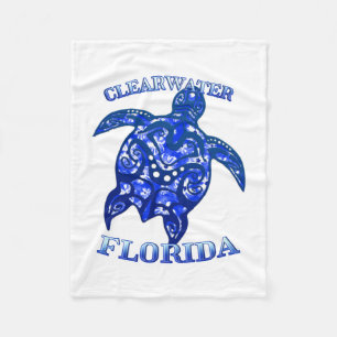 Clearwater Florida Vacation Tribal Turtle Fleece Blanket