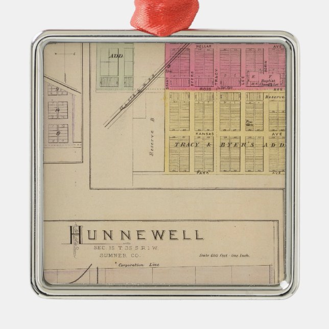 Clearwater, Hunnewell, Danville and Corbin, Kansas Metal Ornament (Front)