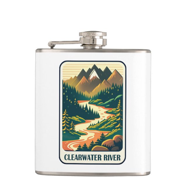 Clearwater River Idaho Colours Hip Flask (Front)