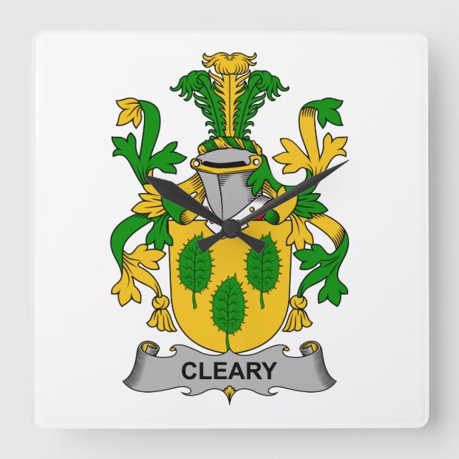 Cleary Family Crest Square Wall Clock (Front)