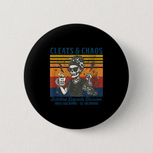 Cleats & chaos skeleton soccer mum funny 6 cm round badge