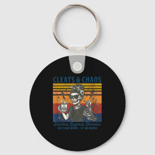 Cleats &amp; chaos skeleton soccer mum funny key ring