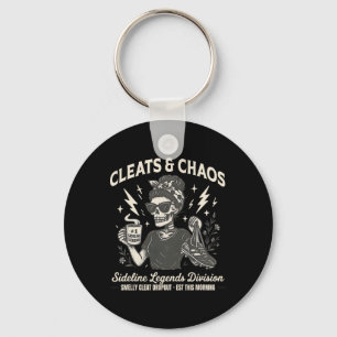Cleats And Chaos Skeleton Soccer Mom, Funny Sideli Key Ring