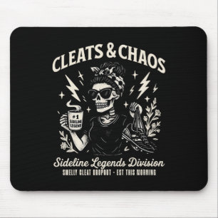 Cleats And Chaos Skeleton Soccer Mom Funny Sidelin Mouse Pad