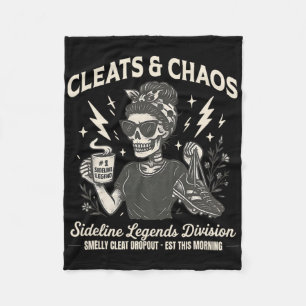 Cleats And Chaos Skeleton Soccer Mum, Funny Sideli Fleece Blanket