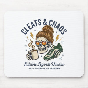 Cleats And Chaos Skeleton Soccer Mum, Funny Sideli Mouse Pad