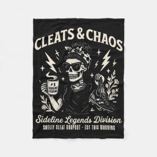 Cleats And Chaos Skeleton Soccer Mum Funny Sidelin Fleece Blanket