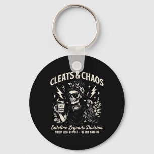 Cleats And Chaos Skeleton Soccer Mum Funny Sidelin Key Ring