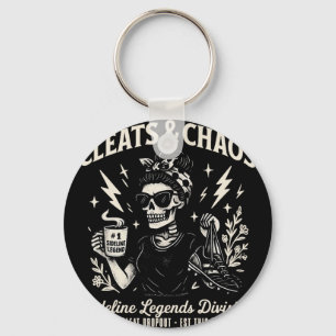 Cleats And Chaos Skeleton Soccer Mum Funny Sidelin Key Ring