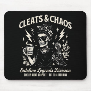 Cleats And Chaos Skeleton Soccer Mum Funny Sidelin Mouse Pad