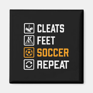 Cleats Feet Soccer Repeat Funny Sports Training Ro Magnet