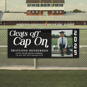 Cleats Off, Cap On Athlete Graduation Photo Banner
