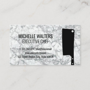 Cleaver Knife   Marble Background Business Card
