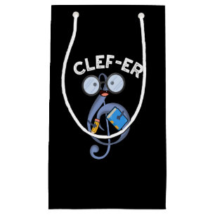 Clef-er Funny Music Pun Dark BG Small Gift Bag