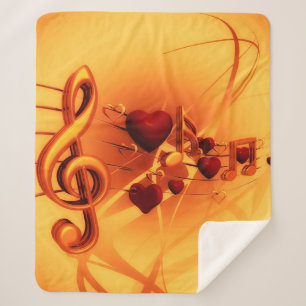Clef grades love heart music sherpa blanket