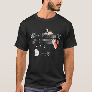 Clef Musician Cute Cat Kitty Playing Music Note T-Shirt