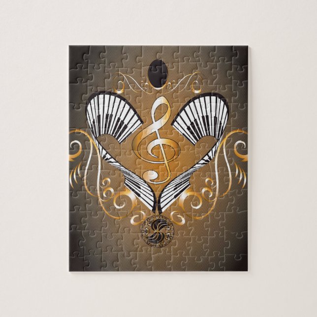 Clef with piano jigsaw puzzle (Vertical)