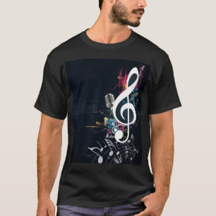 Cleft Note, Microphone and Music Notes T-Shirt