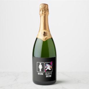 Cleft Palate Lip Mom Unicorn Cleft Strong Awarenes Sparkling Wine Label
